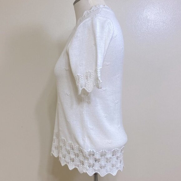 Vintage Avon White Short Sleeve Grandma Sweater XS - Picture 6 of 10